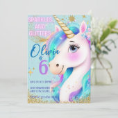Parties scintillant Arc-En-Ciel Invitation Unicorn (Debout devant)