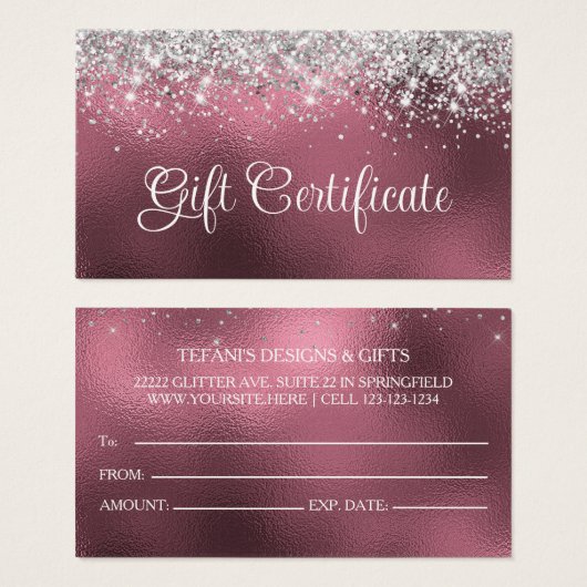 Parties scintillant argent Blush Rose Foil certifi (Devant & derrière)