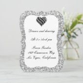 Parties scintillant Argent Carte de réception Coeu (Debout devant)