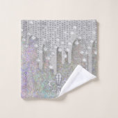 Parties scintillant Argent Et Diamants Sur Parties (Gant de toilette)