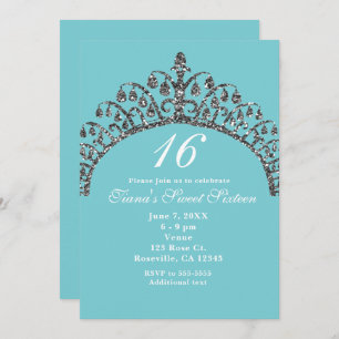 Parties scintillant Argent Faux Tiara Invitations 