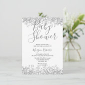 Parties scintillant Argent Invitation Baby shower  (Debout devant)