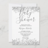 Parties scintillant Argent Invitation Baby shower  (Devant)
