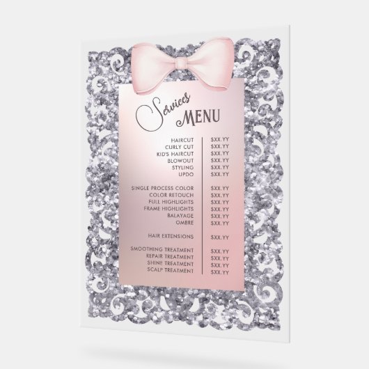 Parties scintillant Argent - Menu Services Bow ros (Angle)