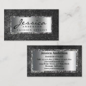 Parties scintillant argent moderne Carte de visite (Devant / Derrière)