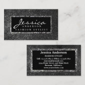 Parties scintillant argent moderne Carte de visite (Devant / Derrière)