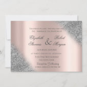 Parties scintillant argent Ombre Rose Faire-part d (Devant)