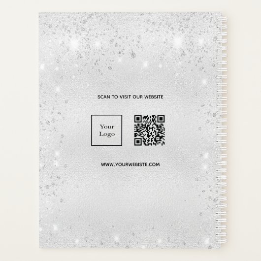 Parties scintillant argent poussière QR code logo  (Dos)