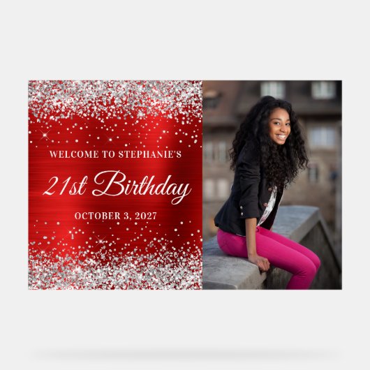 Parties scintillant Argent Red Welcome 21e anniver (Recto)