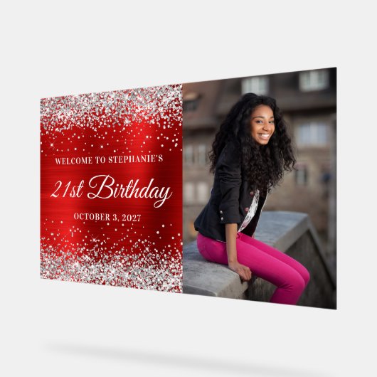 Parties scintillant Argent Red Welcome 21e anniver (Angle)