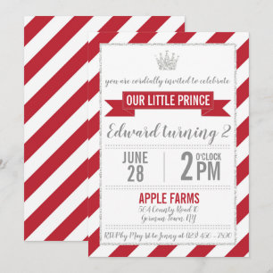 Parties scintillant Argent Rouge Prince Invitation