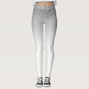 parties scintillant argentée leggings gris et bla