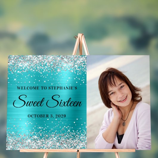 Parties scintillant argentée Turquoise Blue Foil S (Neutre)