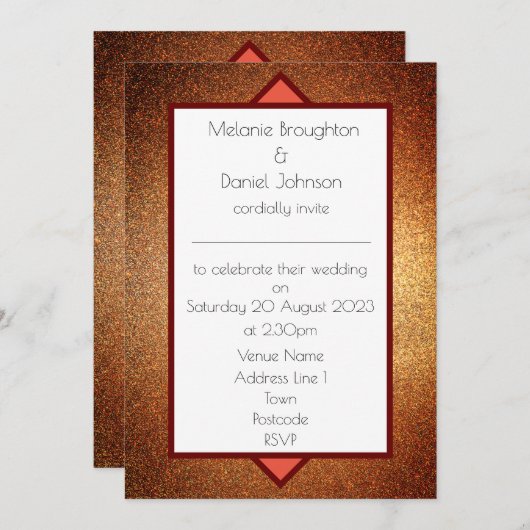 Parties scintillant Art déco moderne Faire-part de (Devant / Derrière)