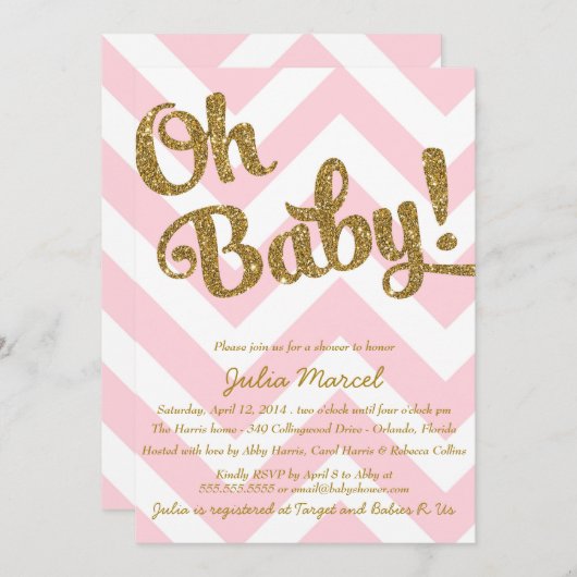 Parties scintillant Baby shower Invitation avec Pi (Devant / Derrière)