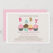 Parties scintillant Baby shower Invitation - Cupca (Devant / Derrière)