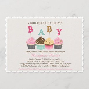 Parties scintillant Baby shower Invitation - Cupca