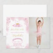 Parties scintillant Ballerina Invitation Anniversa (Devant / Derrière)
