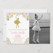 Parties scintillant Ballerina Invitations d'annive (Devant)