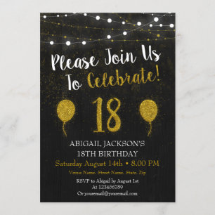Parties scintillant Black and Gold Invitation du 1