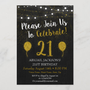 Parties scintillant Black and Gold Invitation du 2