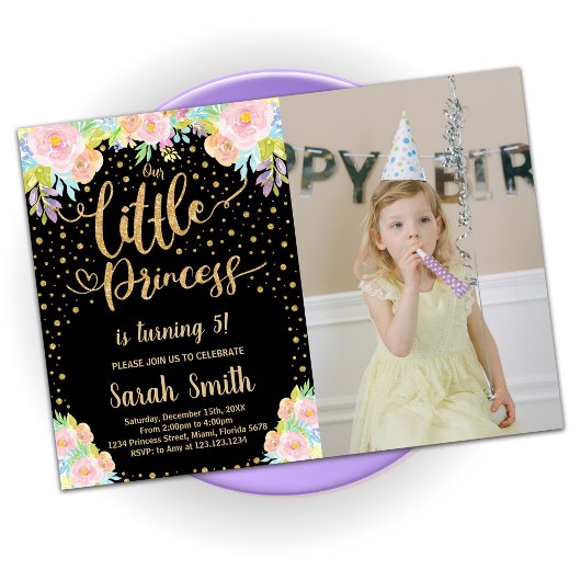 Parties scintillant Black Princess Invitations Ann