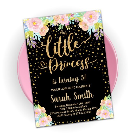 Parties scintillant Black Princess Invitations d'a