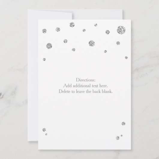 Parties scintillant blanche et argent Faire-part d (Dos)