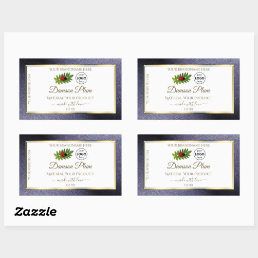 Parties scintillant Bleu Blanc Or Étiquette de pro (Feuille)