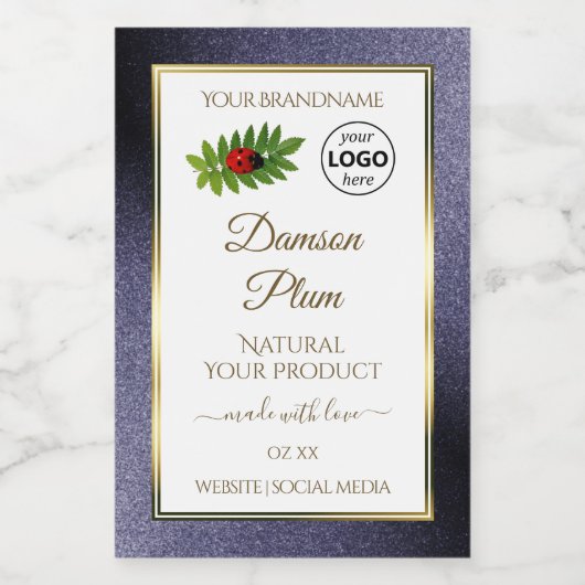 Parties scintillant Bleu Blanc Or Étiquette de pro (Étiquettes simples)