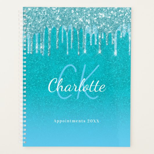 parties scintillant bleu turquoise aqua nom vert (Devant)