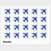 Parties scintillant bleue avion autocollant rond é (Feuille)