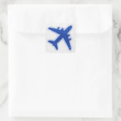 Parties scintillant bleue avion autocollant rond é (Sac)
