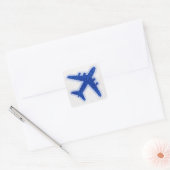 Parties scintillant bleue avion autocollant rond é (Enveloppe)