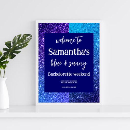 Parties scintillant bleue Bachelorette Affiche de 