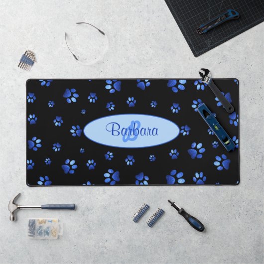 Parties scintillant bleue chien patte motif Monogr (Poste de travail)