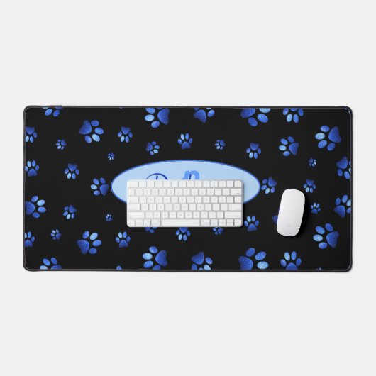 Parties scintillant bleue chien patte motif Monogr (Clavier et souris)