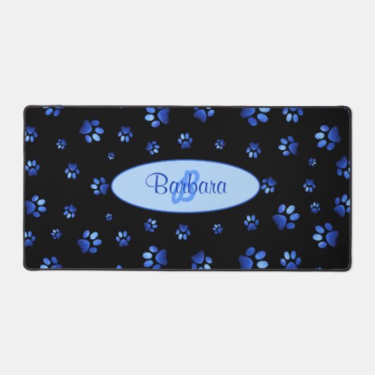 Parties scintillant bleue chien patte motif Monogr (Recto)
