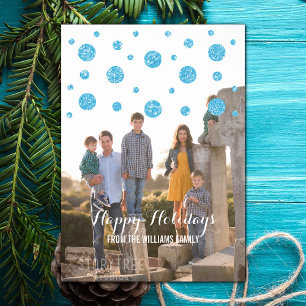 Parties scintillant bleue Confetti Carte photo de