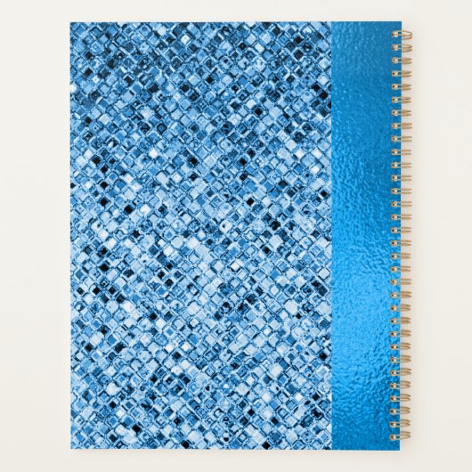 Parties scintillant Bleue Élégante Monogramme Look (Dos)