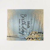 Parties scintillant bleue et or Tapisserie d'anniv (Devant (Horizontal))