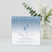 Parties scintillant bleue Invitation Baby shower a (Debout devant)
