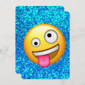 Parties scintillant bleue invitation émoji (Devant / Derrière)