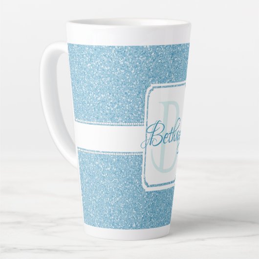 Parties scintillant Bleue Mug Latte Personnalisé (Angle gauche)
