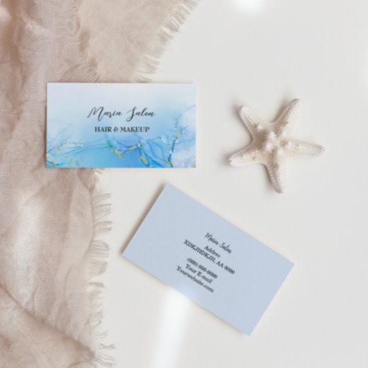 Parties scintillant bleue or Carte de visite aquar