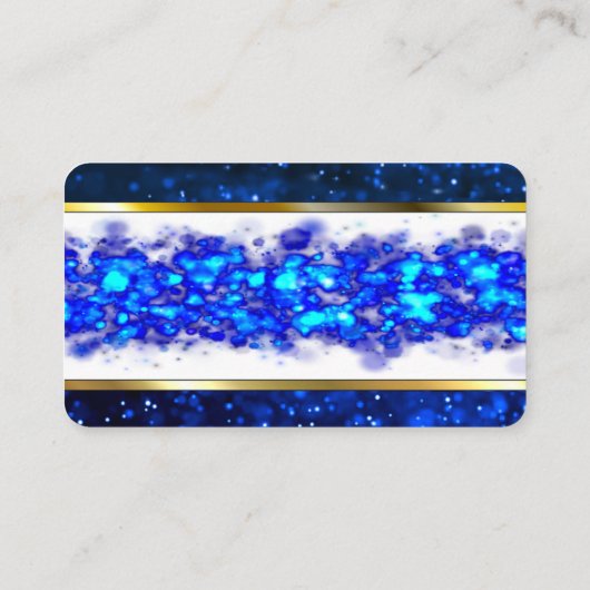 Parties scintillant Bleue Or Cartes de visite rayé (Dos)