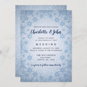 Parties scintillant Blue Snowflakes invitation de 
