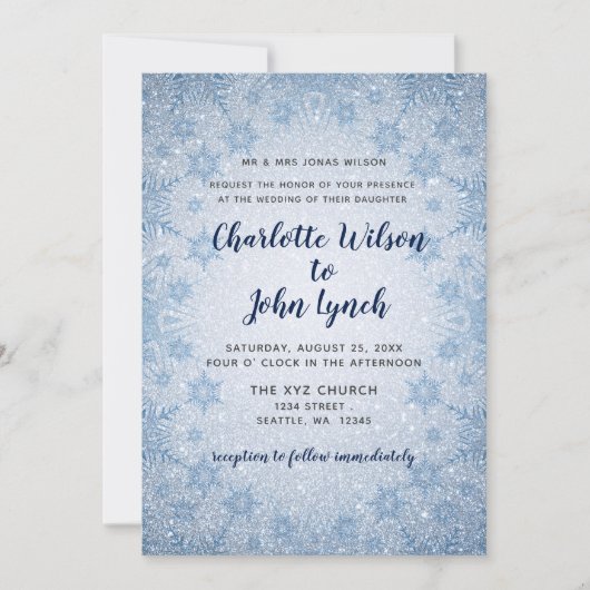 Parties scintillant Blue Snowflakes invitation de  (Devant)