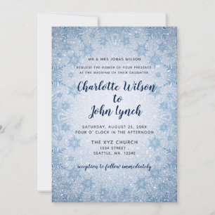 Parties scintillant Blue Snowflakes invitation de