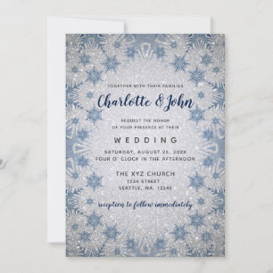 Parties scintillant Blue Snowflakes invitation de